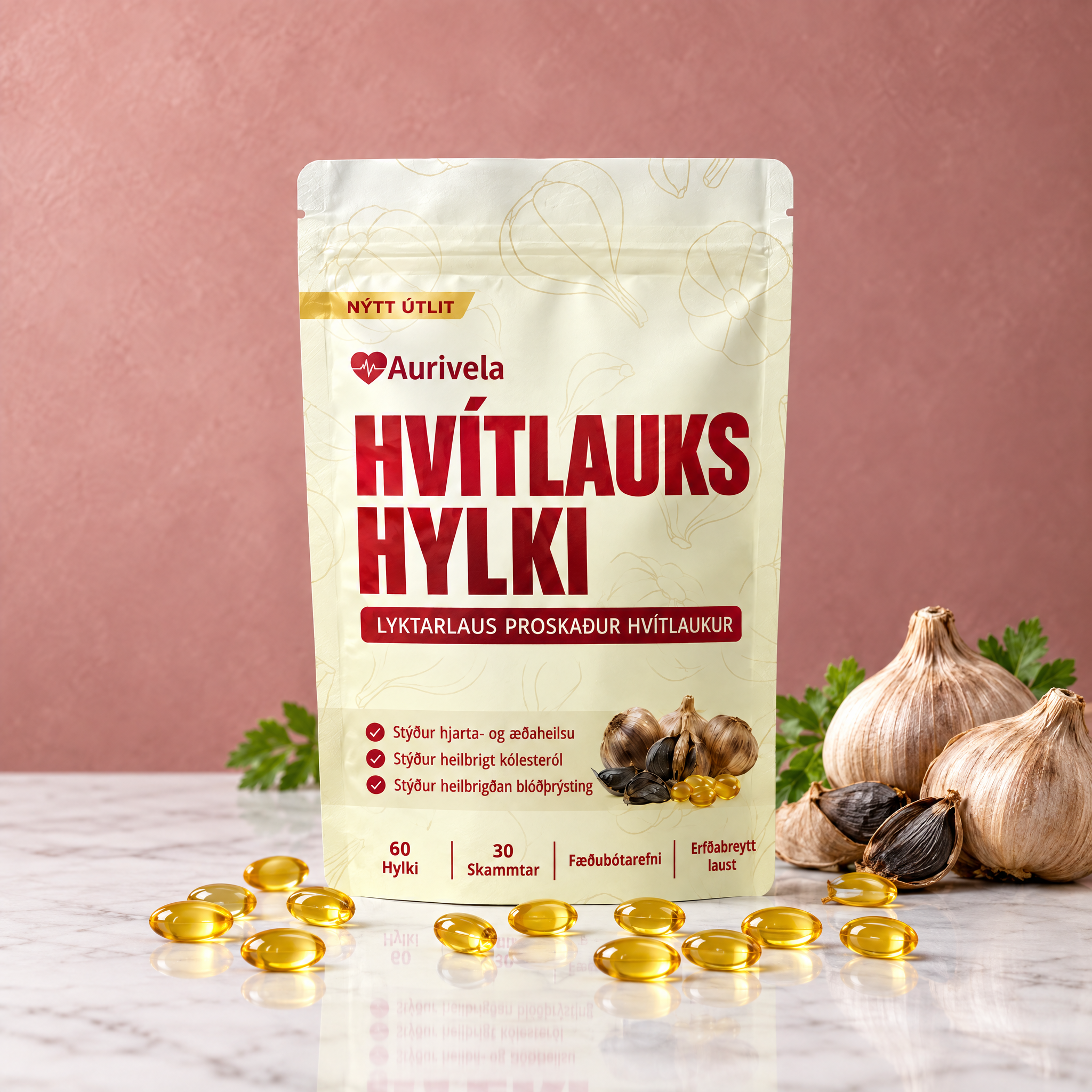 Aurivela Hvítlaukshylki glas með hvítlauk